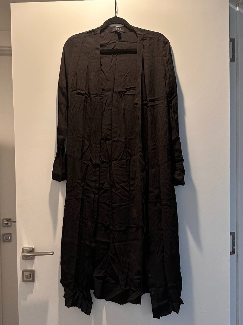 COS Black/dark navy Viscose Crepe Long Shirt Dress / Duster – Size US 8 / EU 38